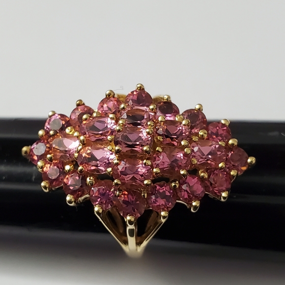 Vintage Jewelry - Watch Video / 14K Gold Tourmaline Cluster Ring